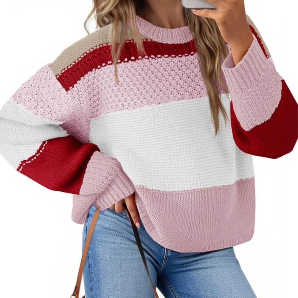 Saodimallsu Womens Color Block Sweater Small